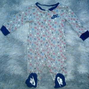 Nike Gray and Blue Footies with Enclosed Feet